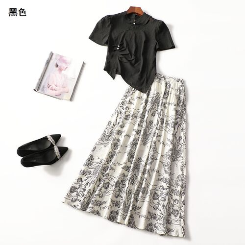 248440 夏上衣半身裙套装 女长款短袖套头.M.L.XL
