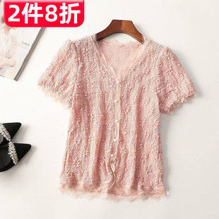 短袖 女中长款 V领50现货 夏上衣 245454