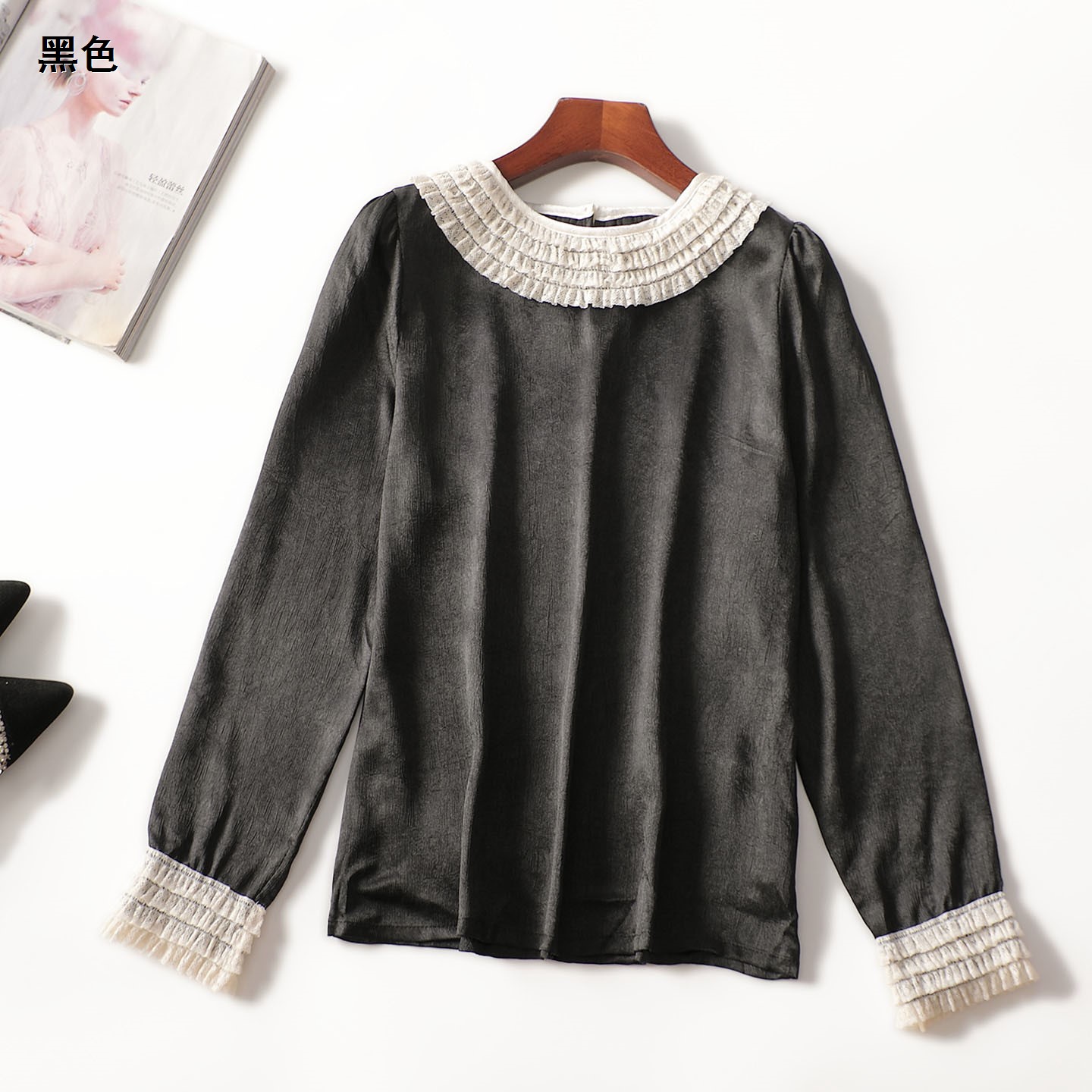 412154 秋衬衫 女中长款长袖套头清仓现货