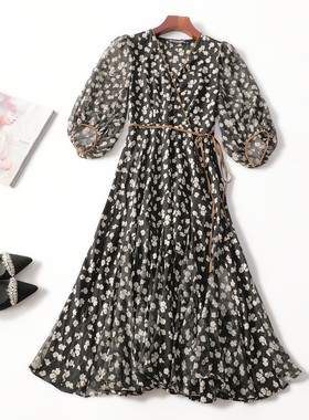 502774 夏加长款套头五分袖连衣裙