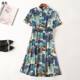 245840 翻领现货 短袖 夏连衣裙 深圳女印花长款