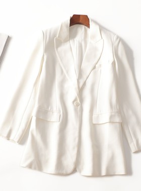 412014 秋醋酸纤维西装 深圳女长款长袖单排扣