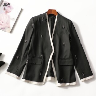 413730推荐南油新款高端欧洲站高档女装羊毛重工春长袖外套