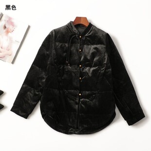 245106 冬羽绒服 女丝绒国风中长款长袖圆领现货.M.L