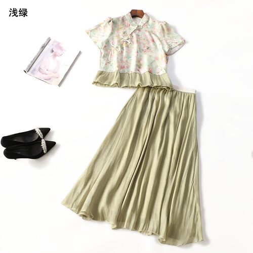 249505 夏上衣半身裙套装 女长款短袖套头.M