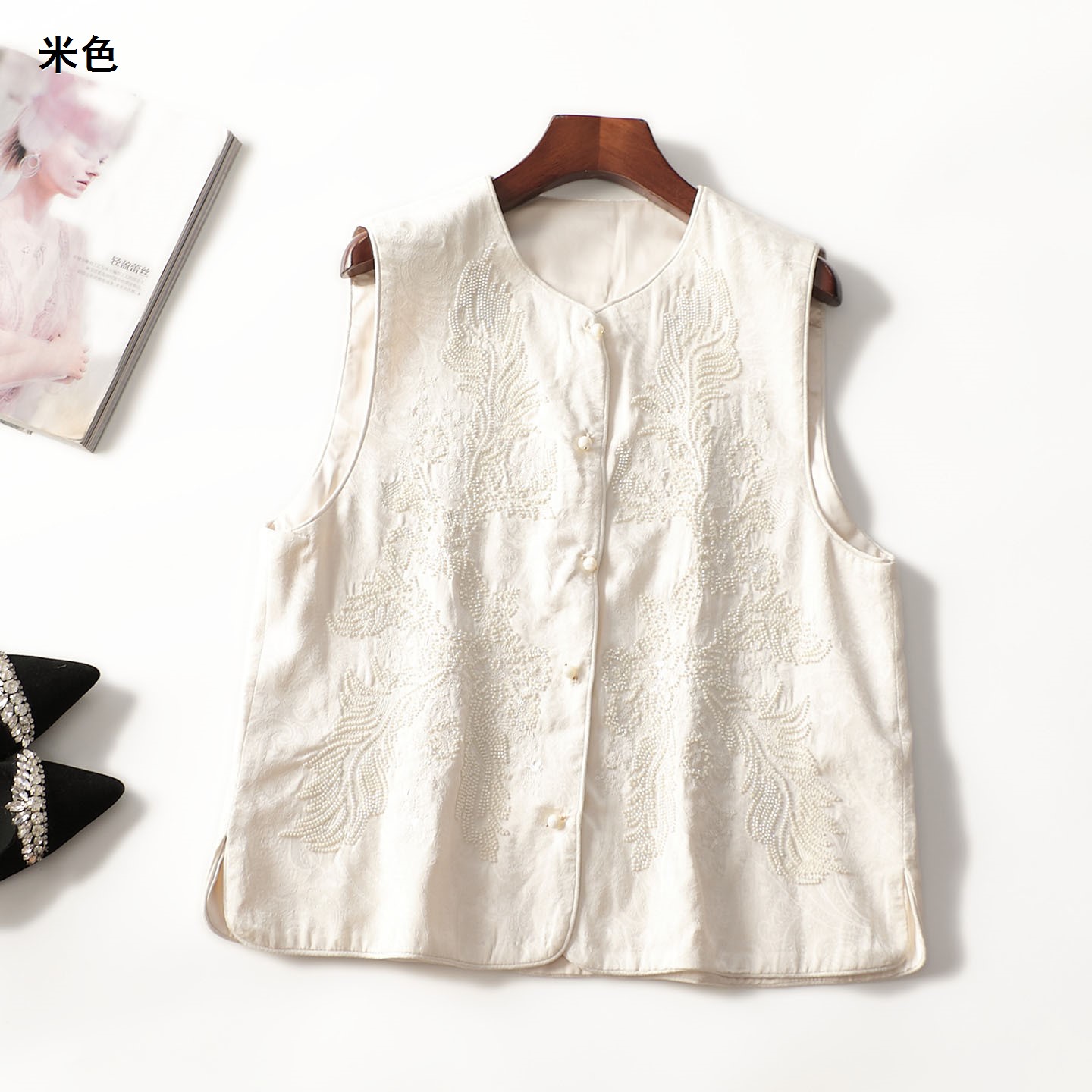 247175强烈推荐原批200+奢华重工刺绣订珠国风中式秋季马甲马夹