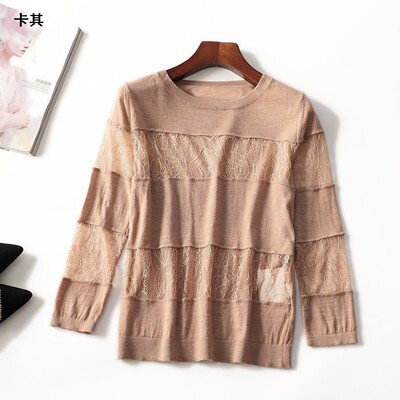 247225 秋针织衫 女短款七分袖套头