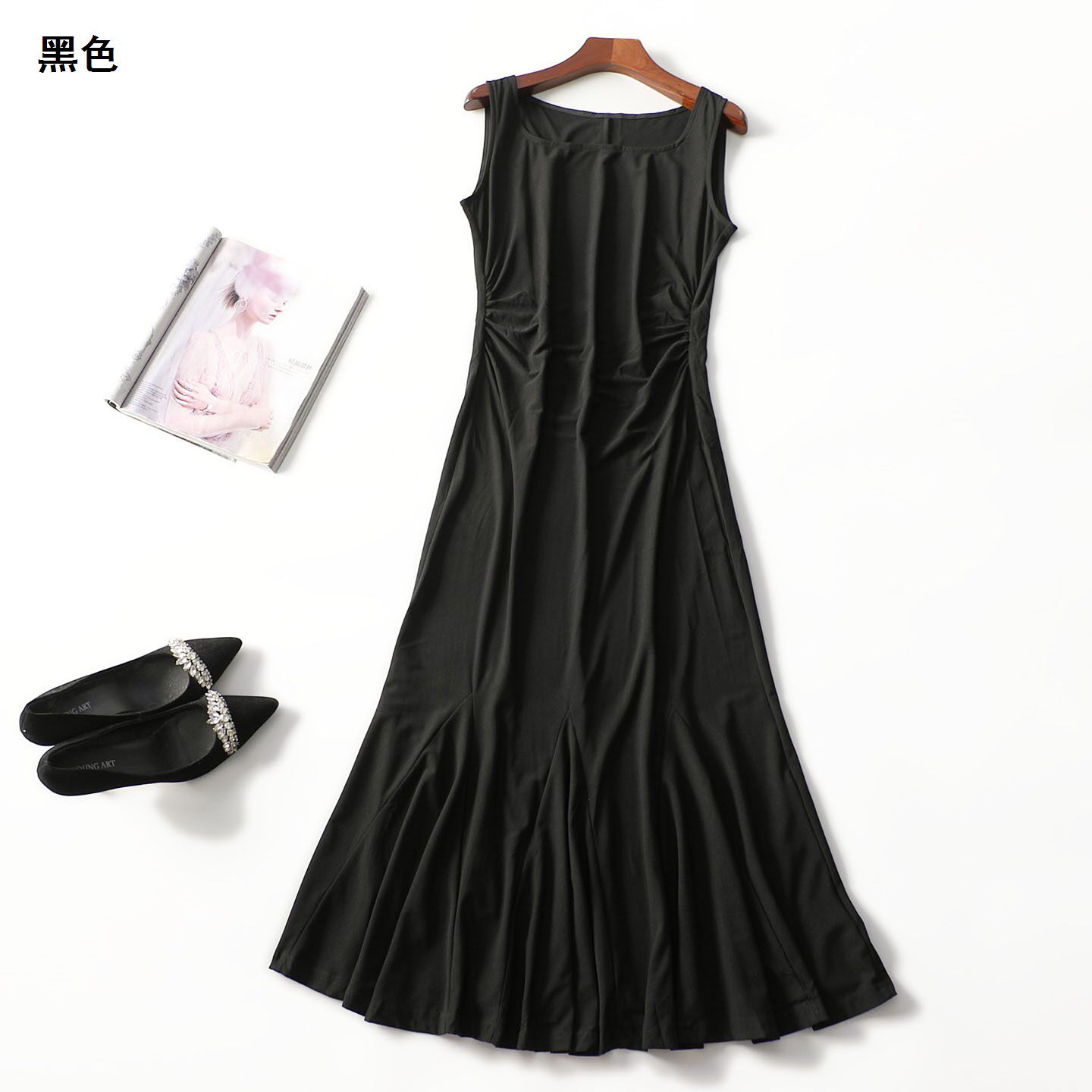 248529 夏加长款套头无袖连衣裙