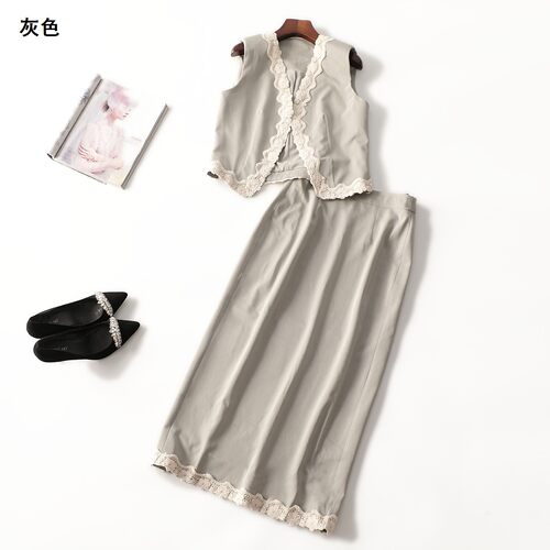 247373 秋马夹半身裙套装 女长款无袖无扣.S.M.L.XL.2XL