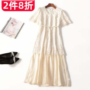 圆领断码 246092 短袖 女加长款 清仓 夏连衣裙