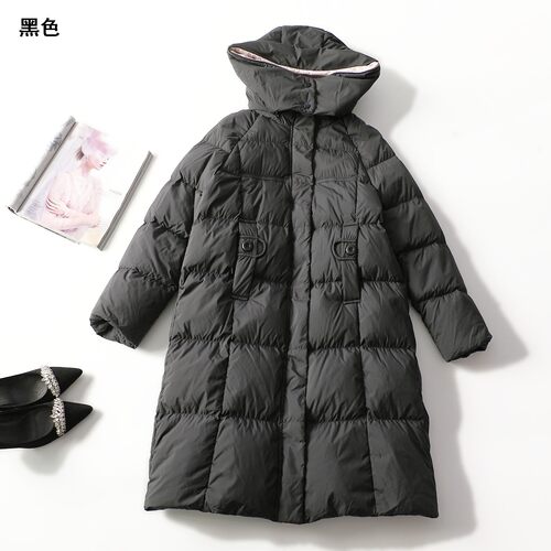 504267 冬羽绒服 女长款长袖连帽.L