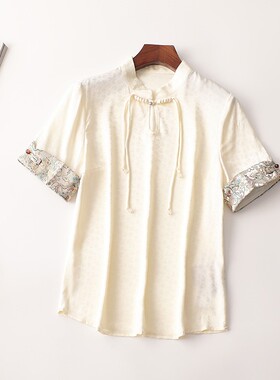 242640 夏中长款立领短袖上衣