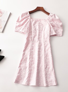 242142 夏连衣裙 深圳女长款短袖一字领50现货