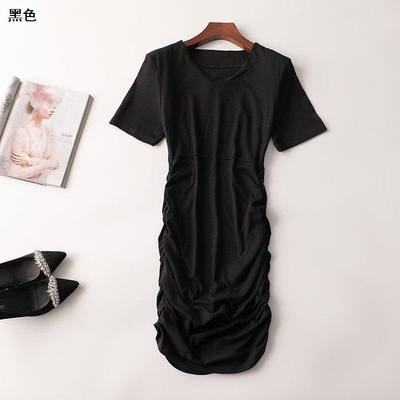 404832 夏连衣裙 女长款短袖V领