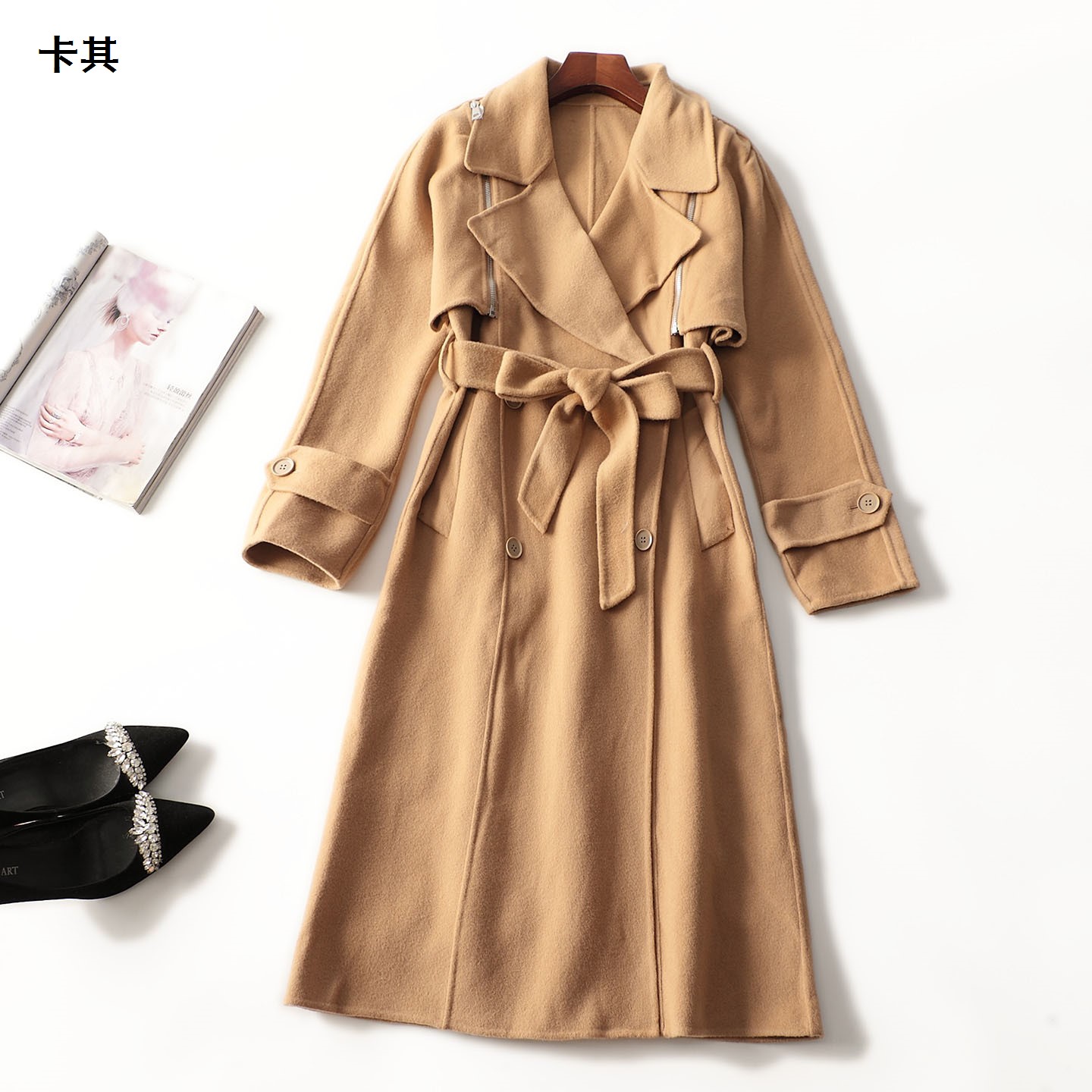 247283 冬双面呢大衣 女加长款长袖单排扣清仓