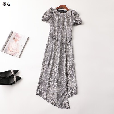 408245 夏连衣裙 女加长款短袖圆领.S