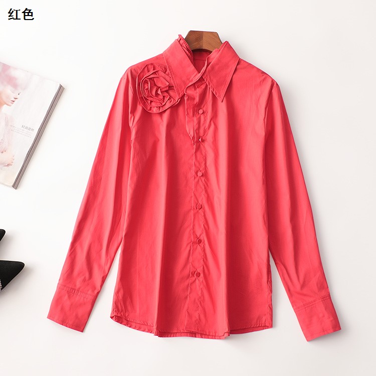 244818秋衬衫女中长款长袖翻领