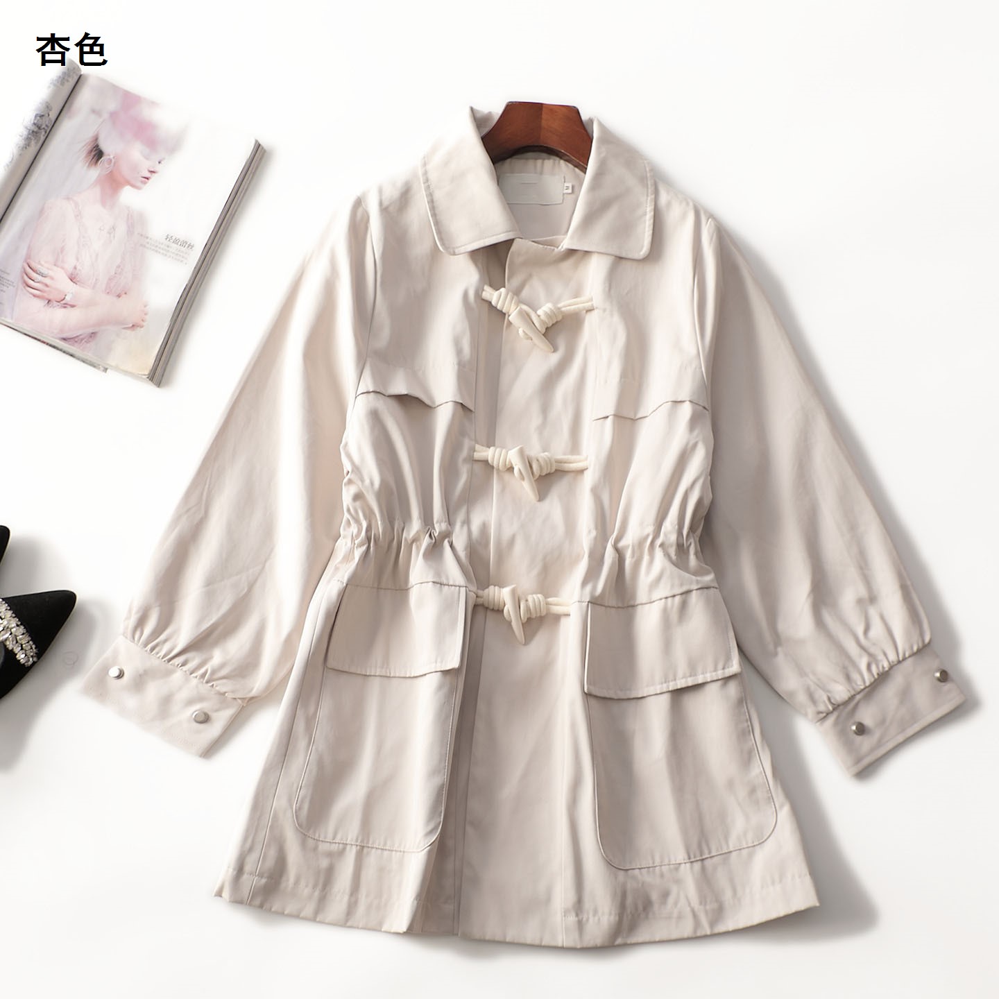 412815 秋风衣 女中长款长袖单排扣