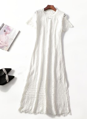 248296 夏连衣裙 女加长款短袖套头