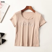 245269 圆领 短袖 秋T恤 深圳女短款