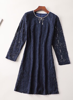 239668 秋连衣裙 深圳女长款九分袖圆领