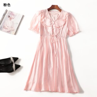 连衣裙 轻奢超值气质女人味天丝夏短袖 246649推荐 南油高档女装