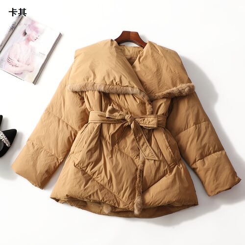 413230 冬羽绒服 女中长款长袖无扣.M.L