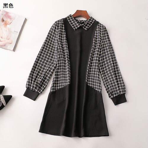 239421 秋醋酸纤维连衣裙 深圳女长款长袖翻领.M.L
