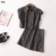 408991 翻领50现货 无袖 夏上衣半身裙套装 深圳女短款