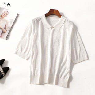 414701 夏针织衫 女中长款五分袖套头.3XL.M.2XL.4XL