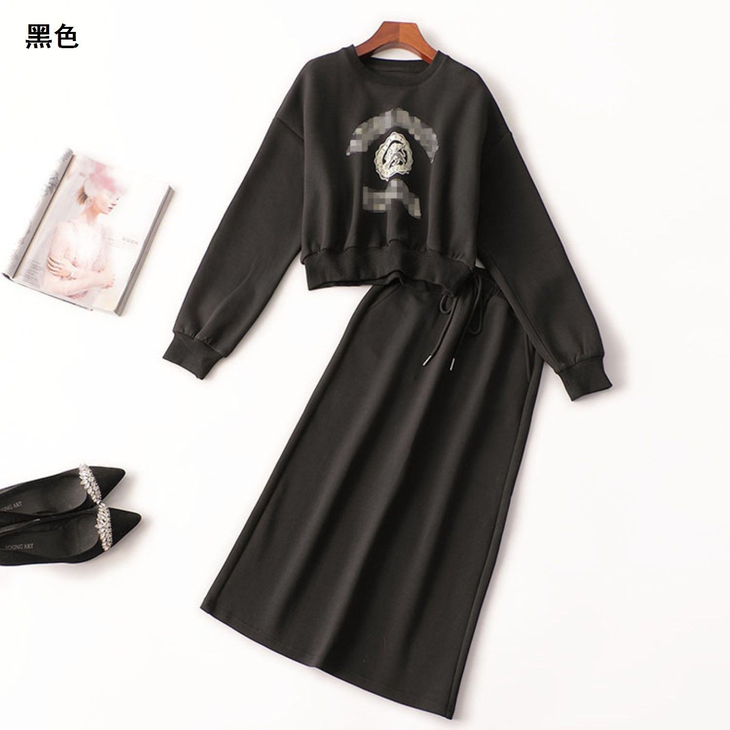 409947 秋中长款圆领长袖卫衣半身裙套装只有上衣只有上衣,女装/女士精品,时尚套装,淘宝优惠券,粉丝福利购,淘宝优惠卷