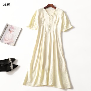 套头 502831 夏天丝连衣裙 女加长款 五分袖