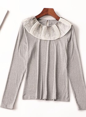 409750 秋棉上衣 女中长款长袖圆领现货