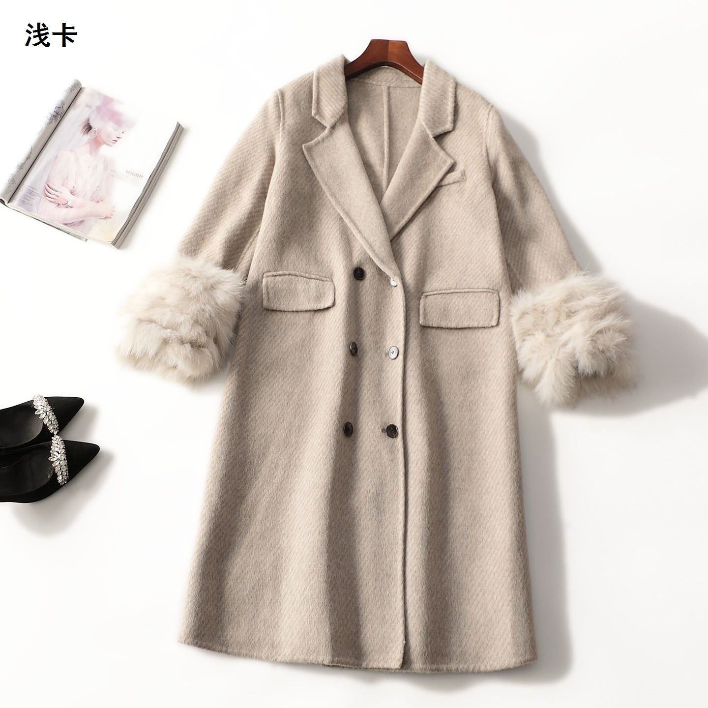 247796 冬加长款单排扣九分袖双面呢大衣,女装/女士精品,毛呢外套,淘宝优惠券,粉丝福利购,淘宝优惠卷