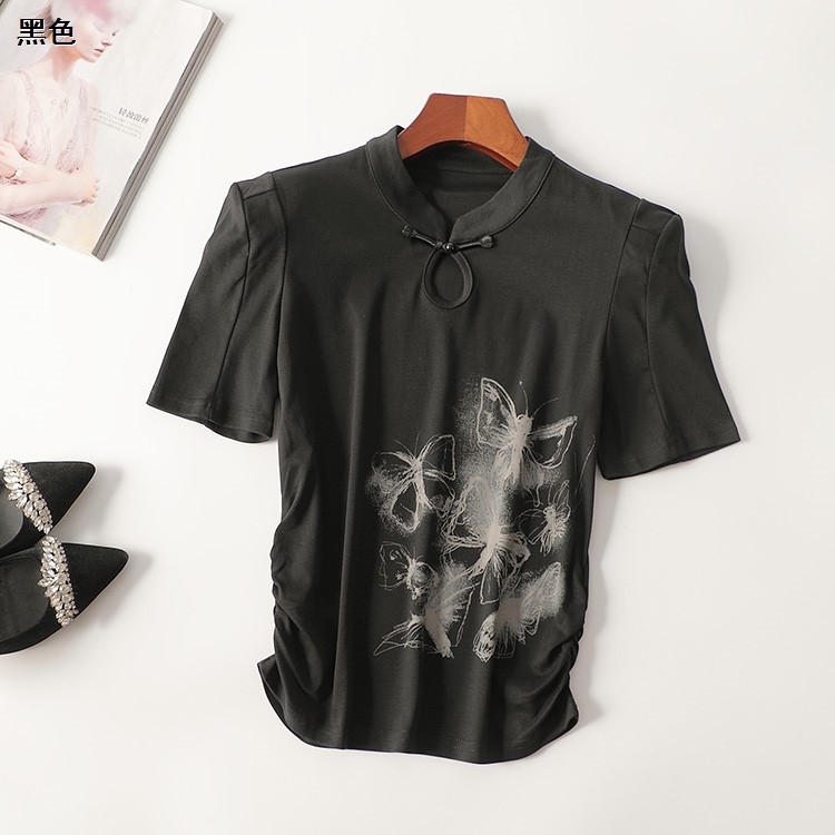 245892 夏T恤 女短款短袖立领现货