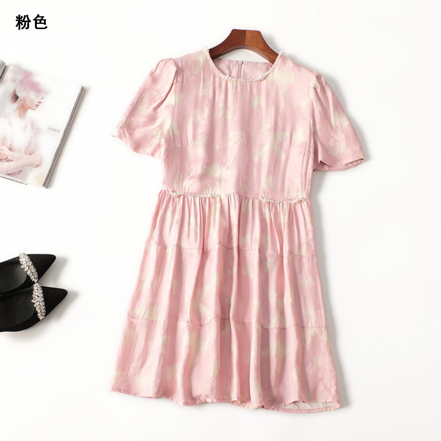 245926 夏连衣裙 深圳女长款短袖圆领.S.M