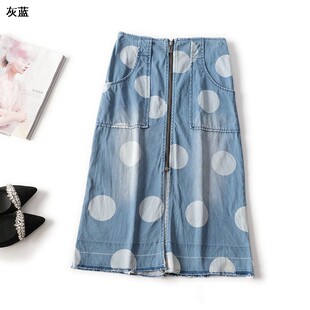 246027清货特价 波点牛仔夏加长半身裙 南油女装