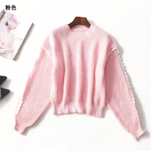 247852 秋毛衣 女短款长袖套头.S.M.L