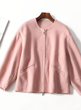 413144 冬双面呢大衣 女中长款长袖拉链.L.XL