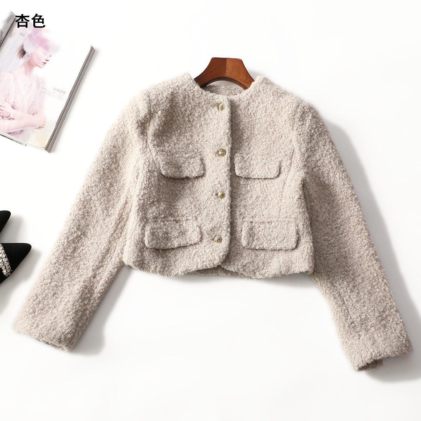 504307 冬短款单排扣长袖外套,女装/女士精品,短外套,淘宝优惠券,粉丝福利购,淘宝优惠卷