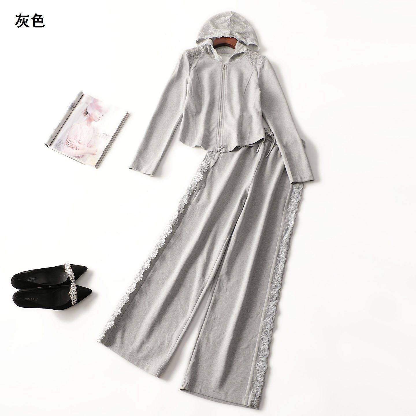 247137 秋外套裤子套装 女长款长袖拉链现货.M.L.XL