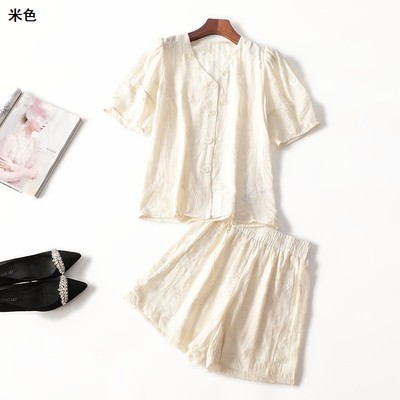 411470强烈推荐南油高端轻奢欧洲站高货女装天丝夏衬衣裤子套装