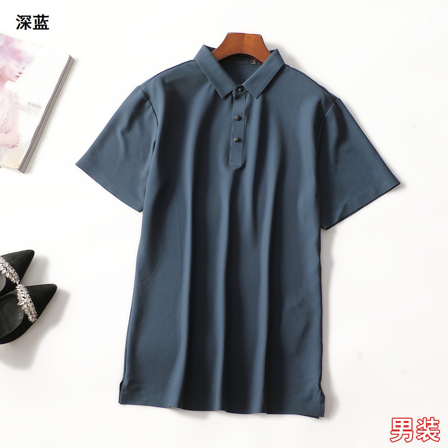 249162 夏T恤 男装中长款短袖套头.L.3XL.4XL.5XL