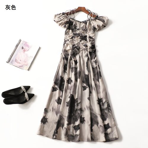 248938 夏连衣裙 女加长款短袖套头.M