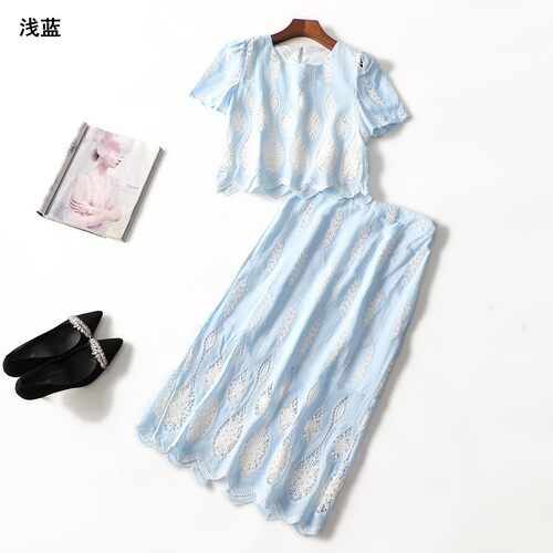 248739 夏上衣半身裙套装 女长款短袖套头.M.L.XL.2XL