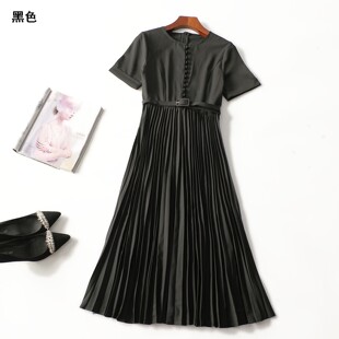 248815超值精品女装气质女人味百折夏加长款套头短袖连衣裙