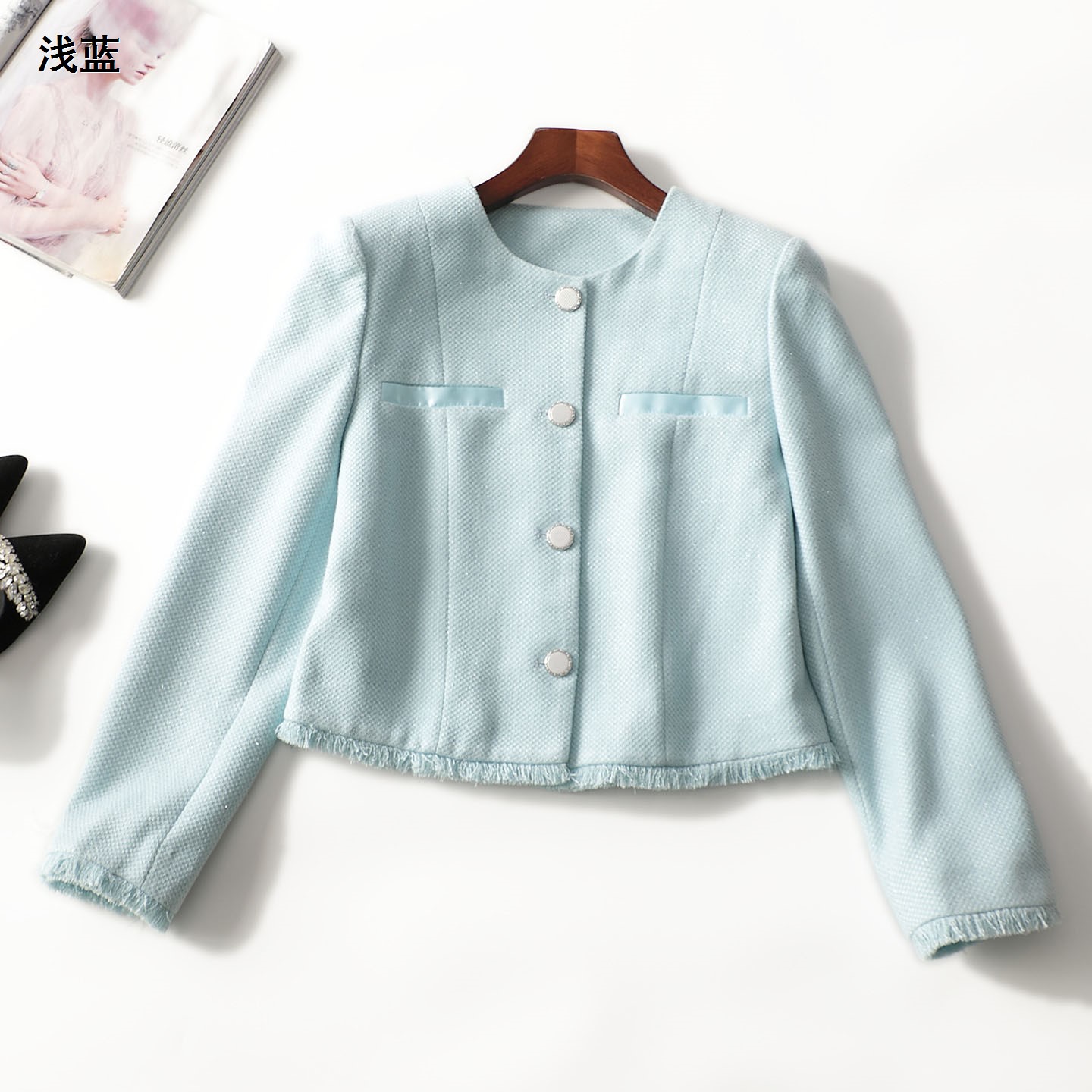 503703 秋外套 深圳女短款长袖单排扣