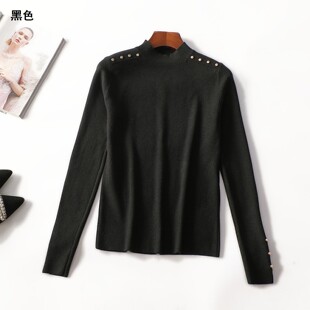415020 秋针织衫 女中长款长袖套头.M