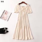 237874 V领 短袖 夏连衣裙 深圳女加长款