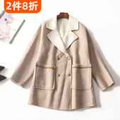 247874 单排扣清仓 长袖 冬双面呢大衣 女长款